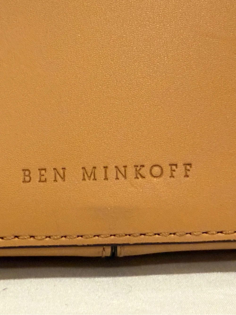 16” x 11” Genuine BEN MINKOFF Tan Camel Leather Laptop Briefcase Bag